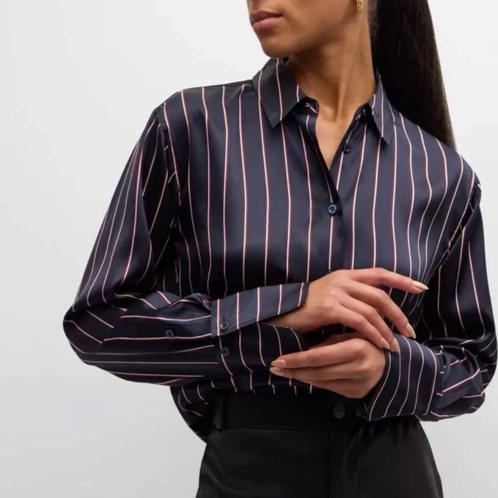 Frame The Standard Shirt in navy stripes